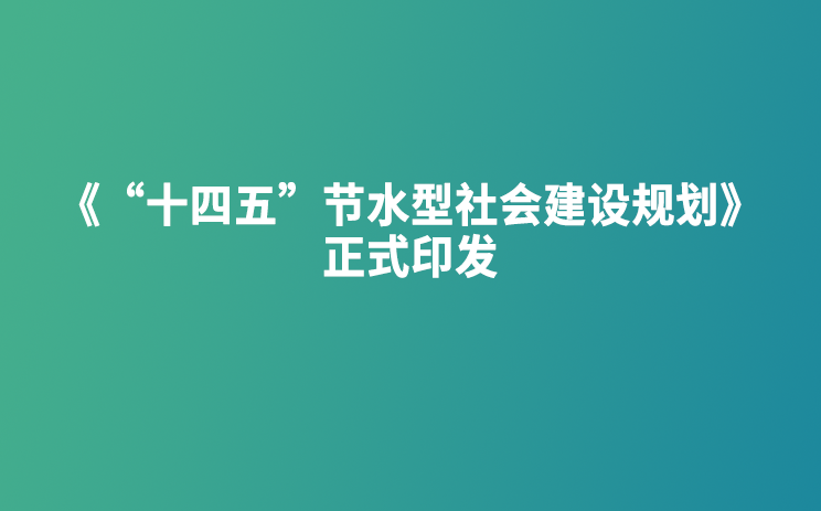 《“十四五”节水型社会建设规划》正式印发